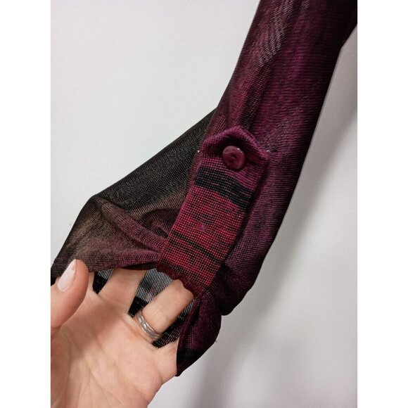 Clara Sun Woo Womens Slinky Hi-Low Tunic Top Medium Multi V-Neck Tab Sleeve - Picture 5 of 9